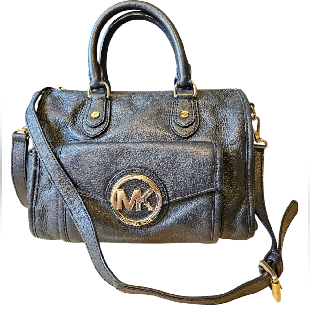 Michael Kors Margo Black Pebbled Leather Crossbody Satchel